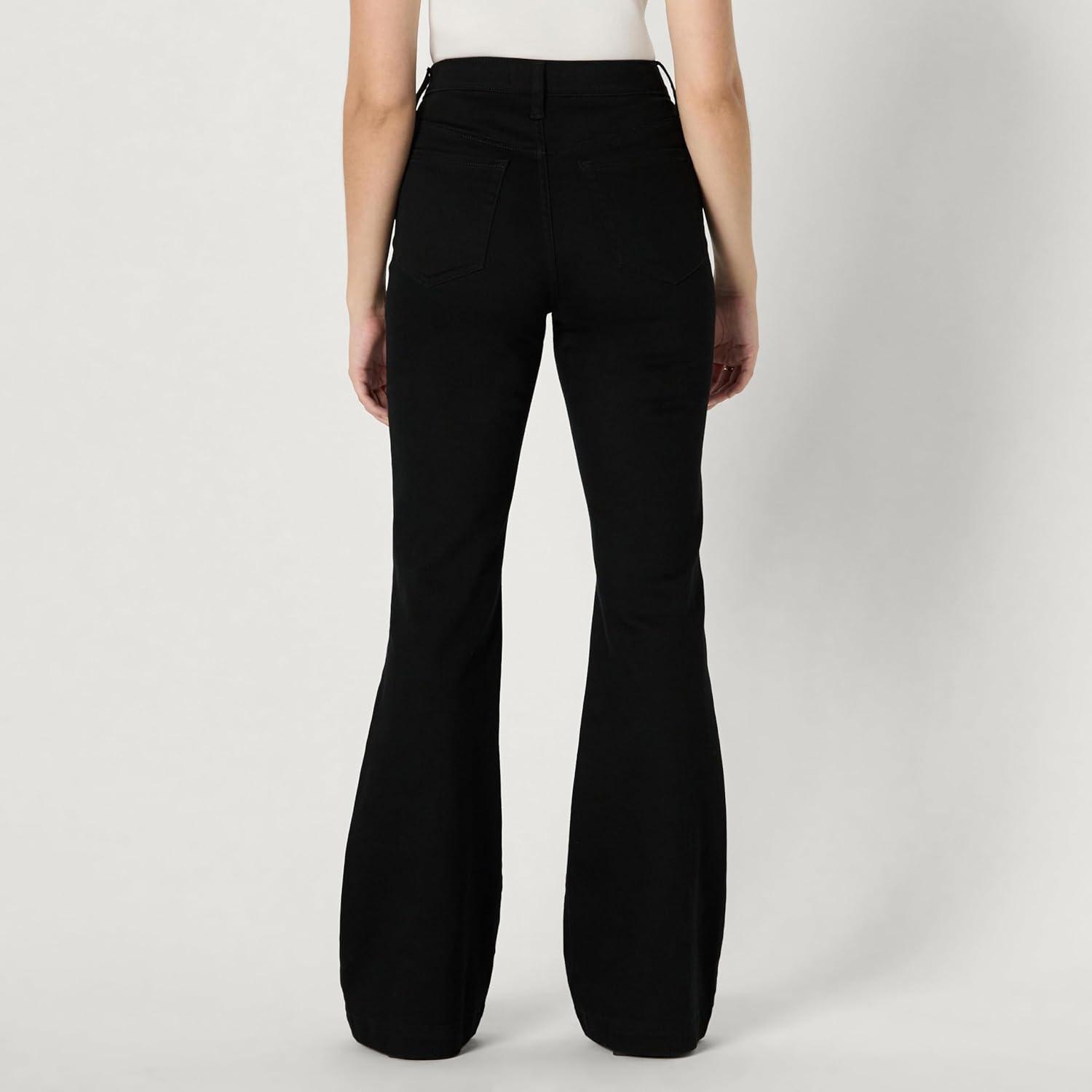 imageAmazon Essentials Womens High Stretch HighRise Flare JeansBlack