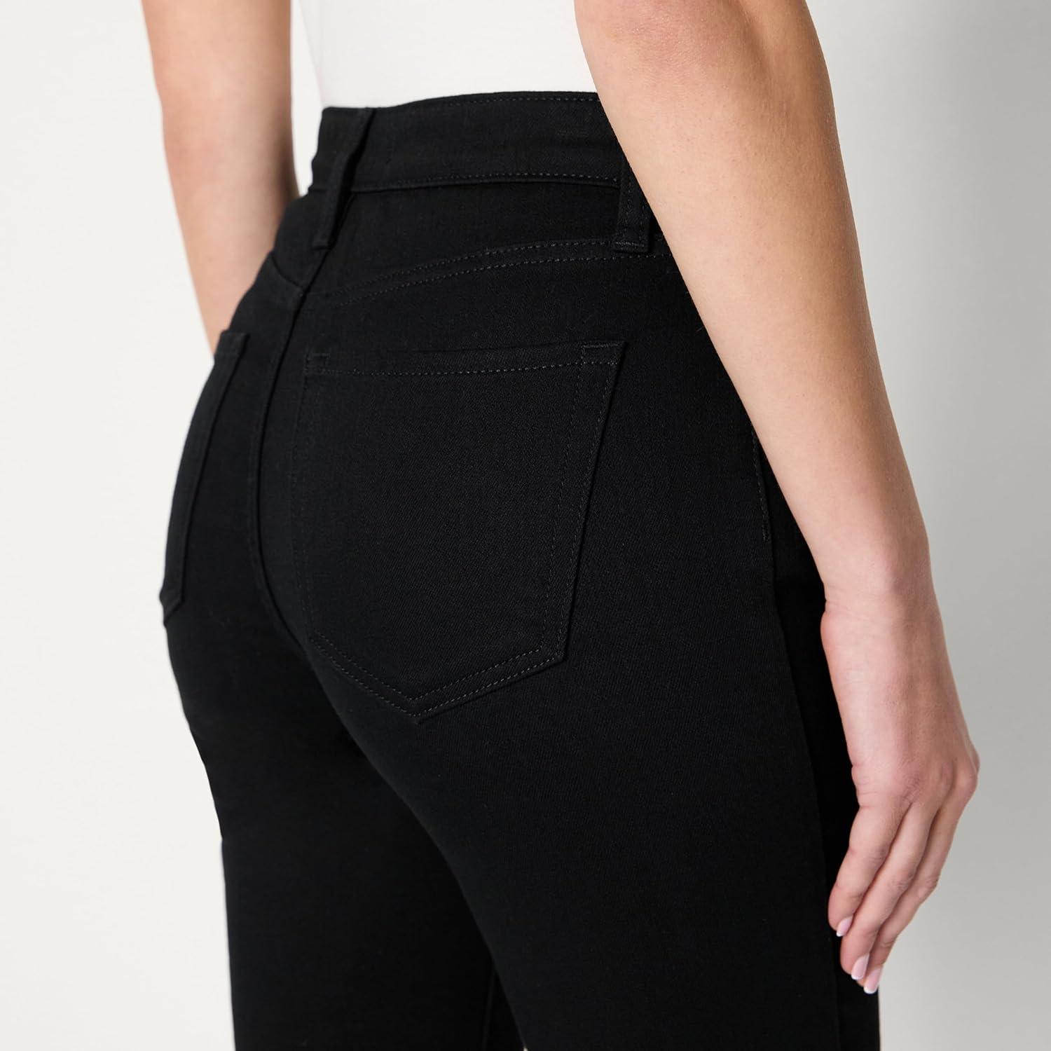 imageAmazon Essentials Womens High Stretch SlimFit MidRise Bootcut JeansBlack