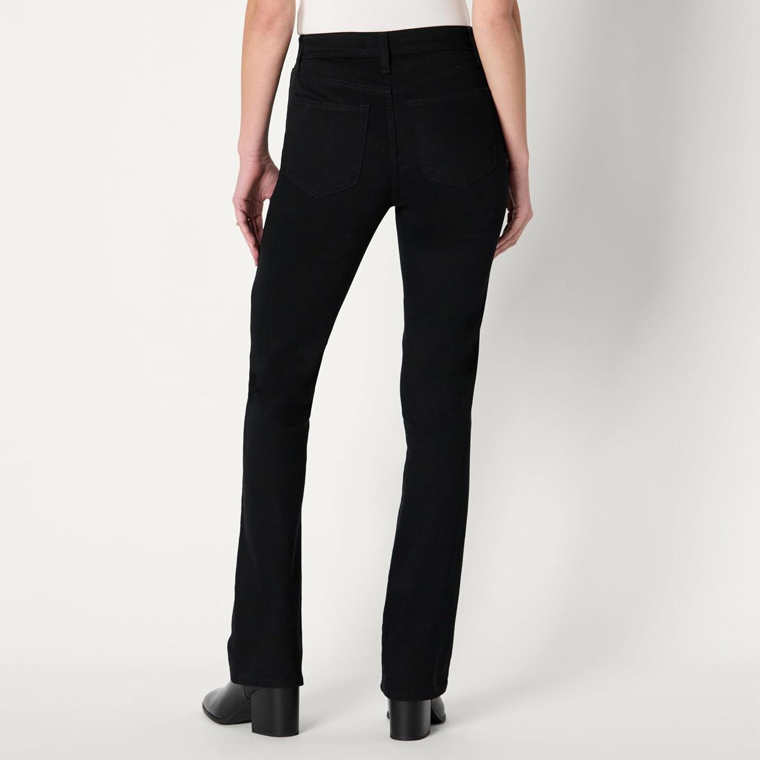 imageAmazon Essentials Womens High Stretch SlimFit MidRise Bootcut JeansBlack