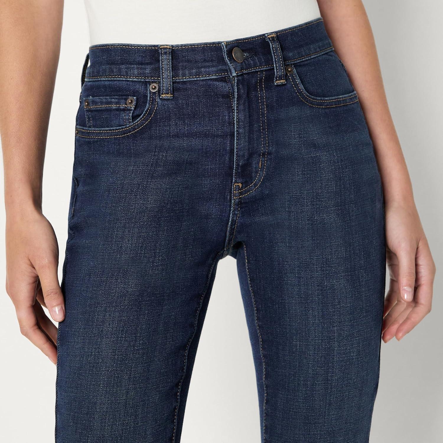 imageAmazon Essentials Womens High Stretch SlimFit MidRise Bootcut JeansDark Midnight Wash