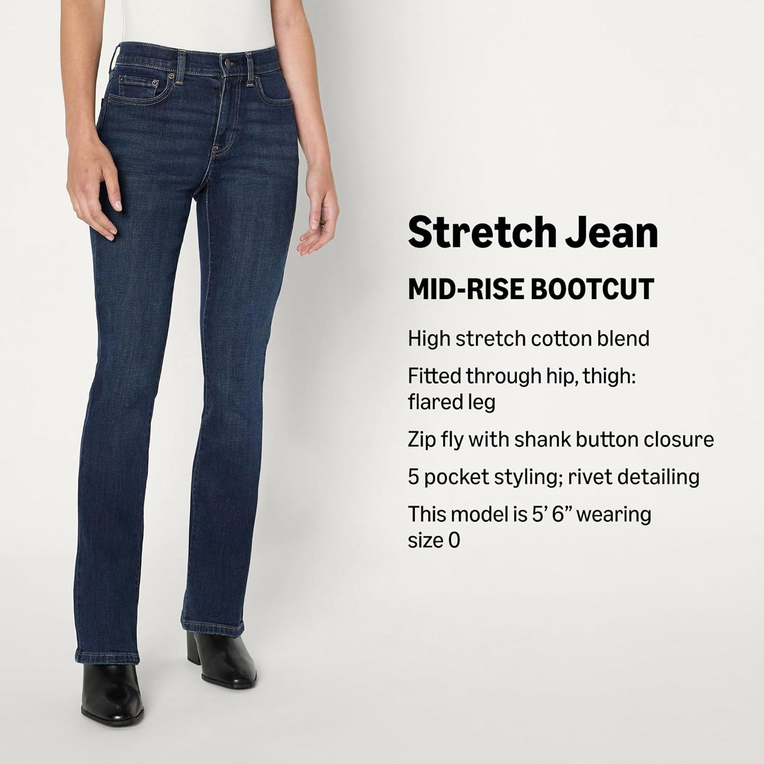 imageAmazon Essentials Womens High Stretch SlimFit MidRise Bootcut JeansDark Midnight Wash