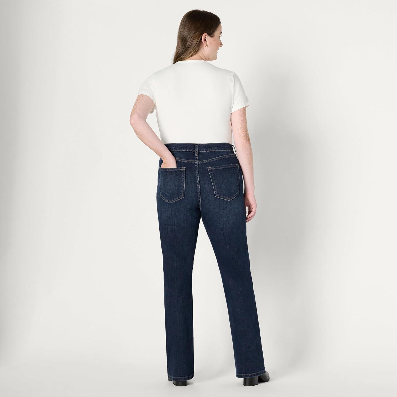 imageAmazon Essentials Womens High Stretch SlimFit MidRise Bootcut JeansDark Midnight Wash