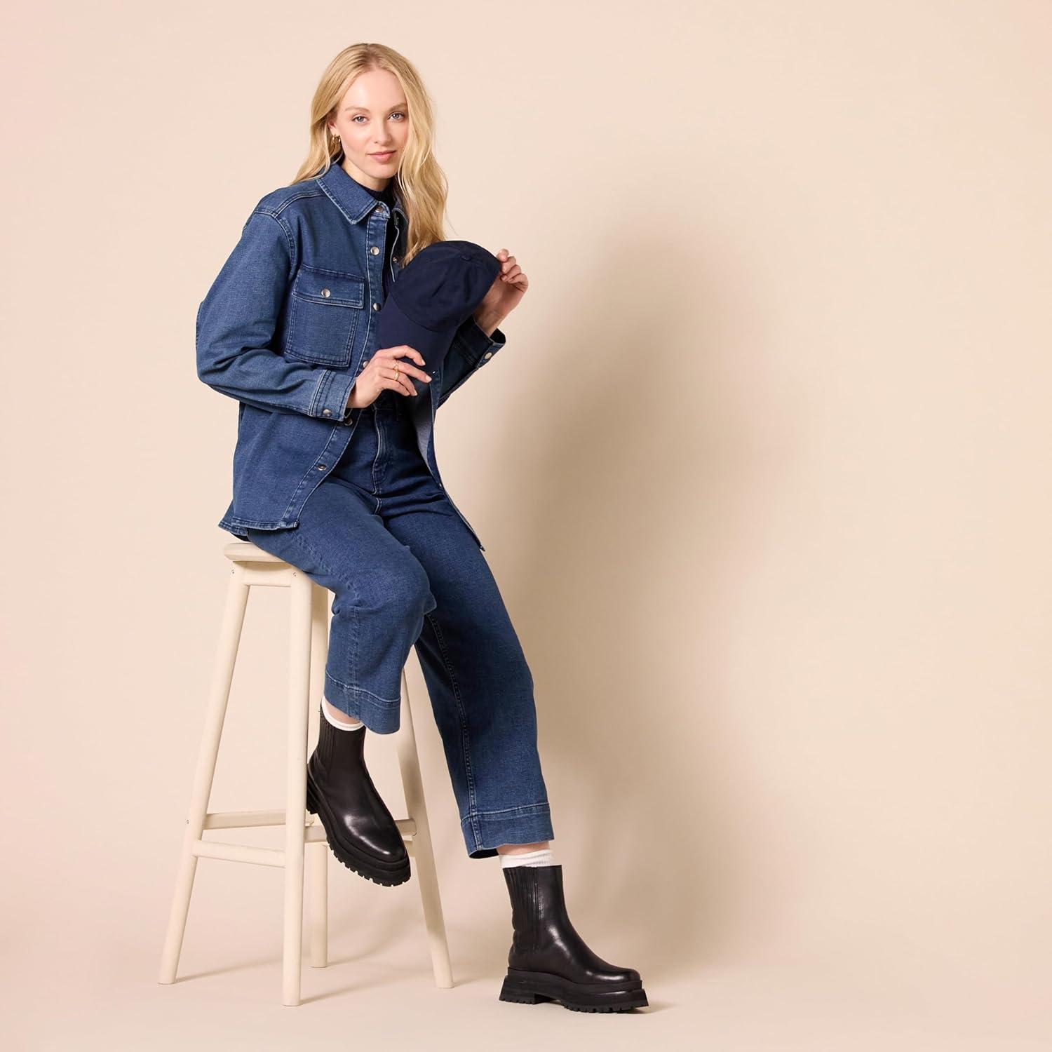 imageAmazon Essentials Womens HighRise RegularFit AnkleLength WideLeg Jean  Discontinued ColorsMedium Wash