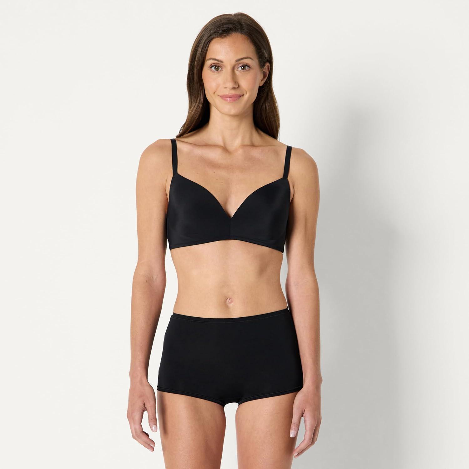 imageAmazon Essentials Womens Microfiber Lined Plunge Bralette Pack of 2BlackRich Hazel