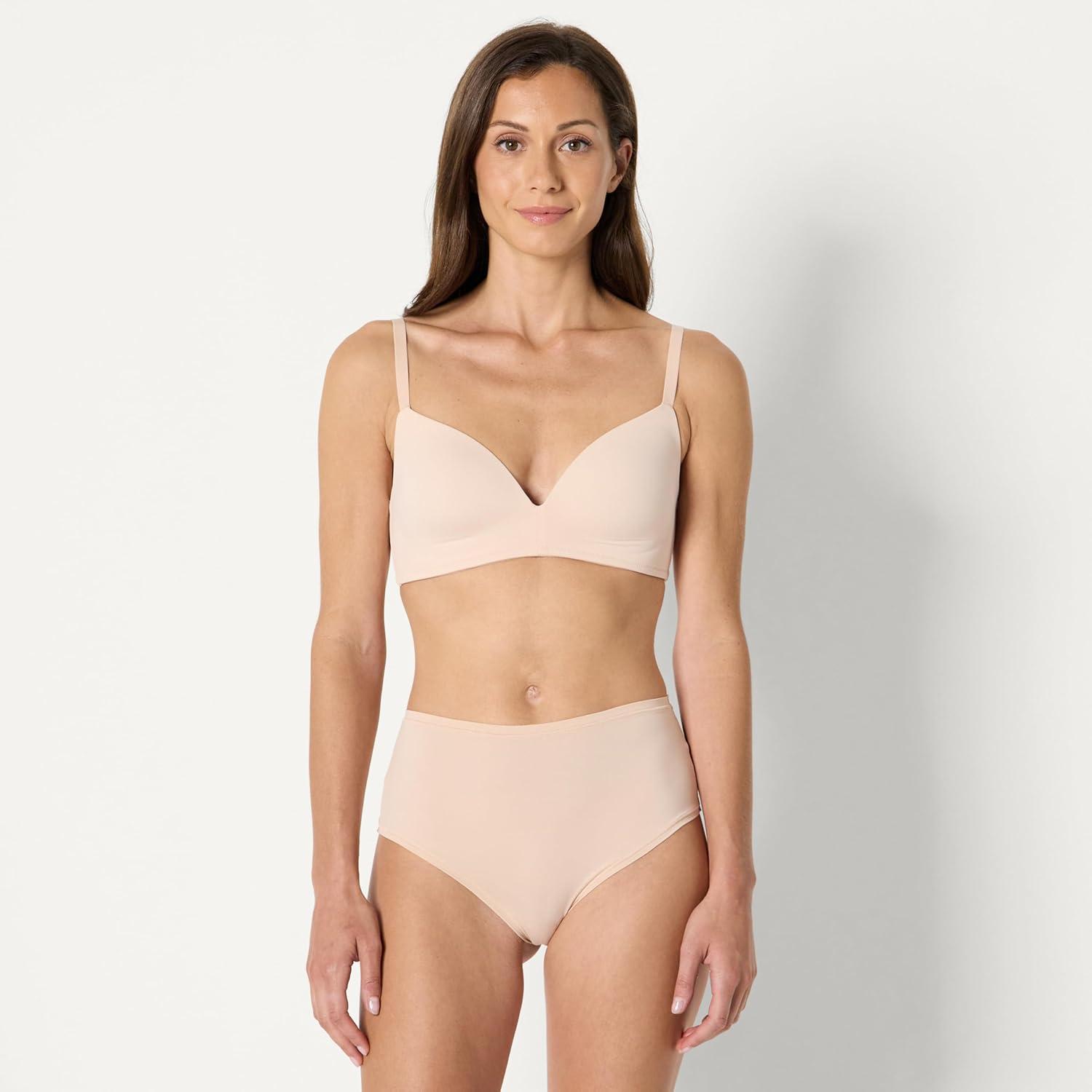 imageAmazon Essentials Womens Microfiber Lined Plunge Bralette Pack of 2BlackSoft Petal