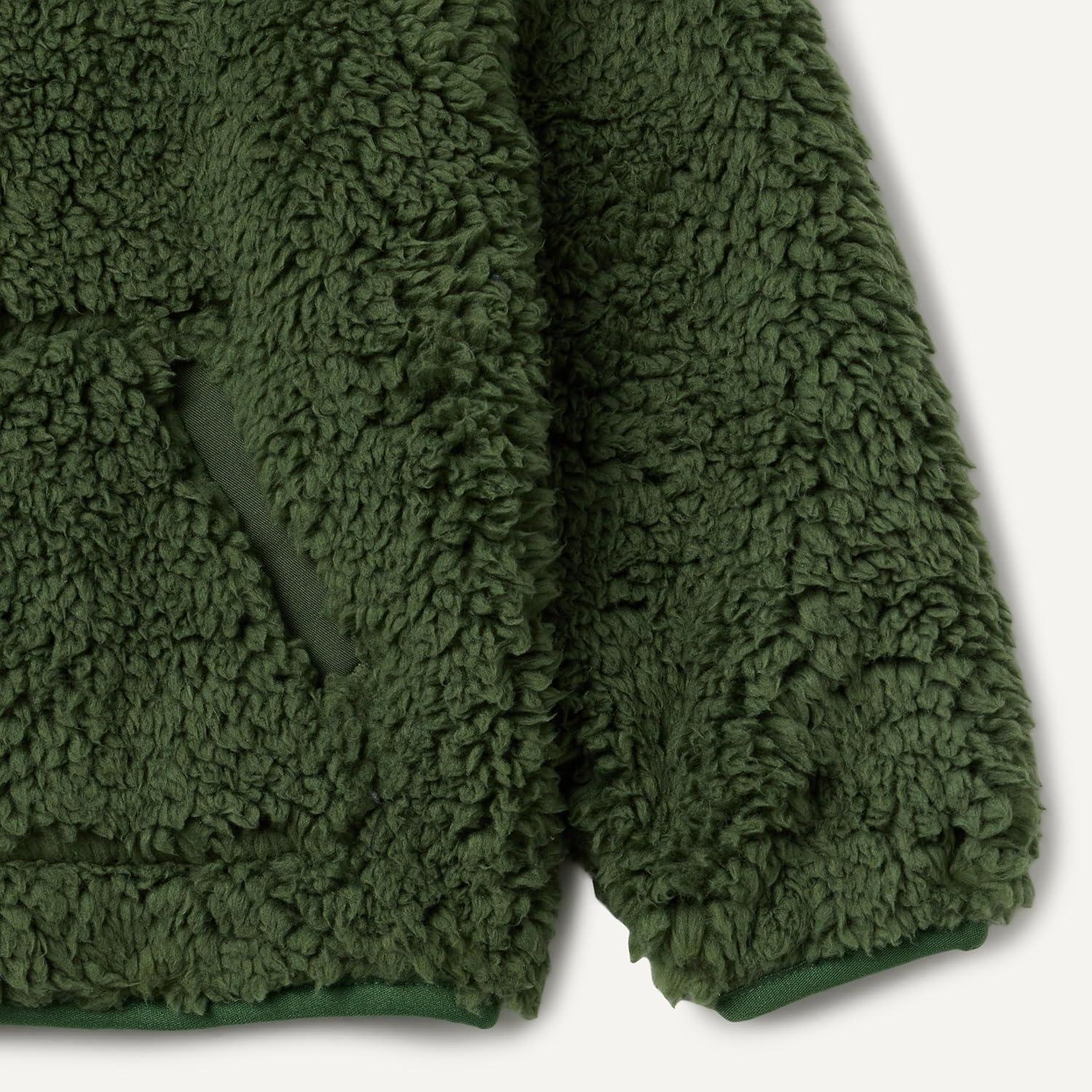 imageAmazon Essentials boys Half Zip Sherpa Hoodie SweatshirtDark Olive