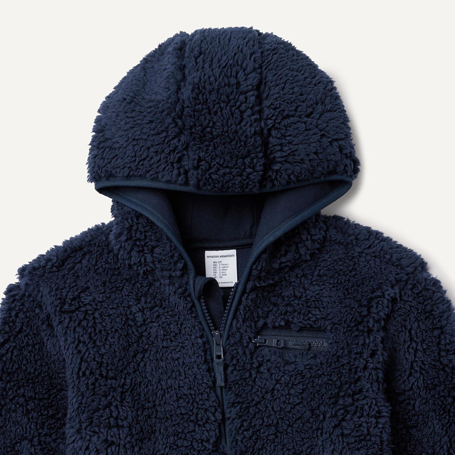 imageAmazon Essentials boys Half Zip Sherpa Hoodie SweatshirtNavy
