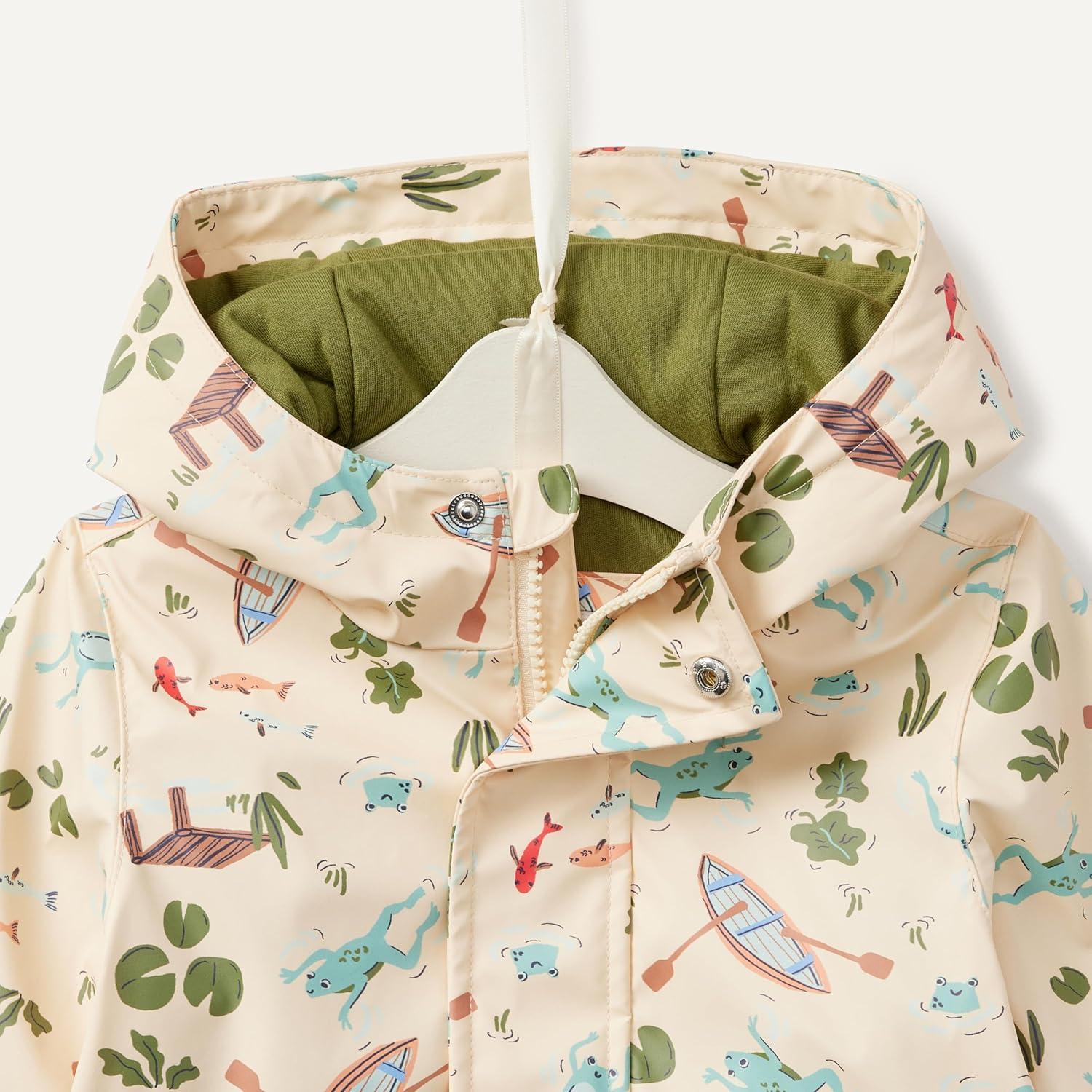 imageAmazon Essentials x Sofia Grainge Toddlers and Baby Boys WaterRepellent Rain JacketLight Tan Frogs