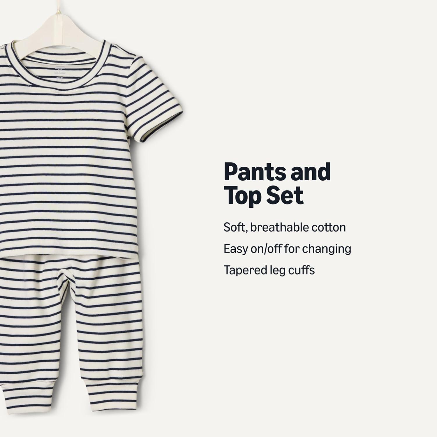 imageAmazon Essentials x Sofia Grainge Unisex Toddlers and Babies Pant ampamp Top SetNavy Tapered Stripe