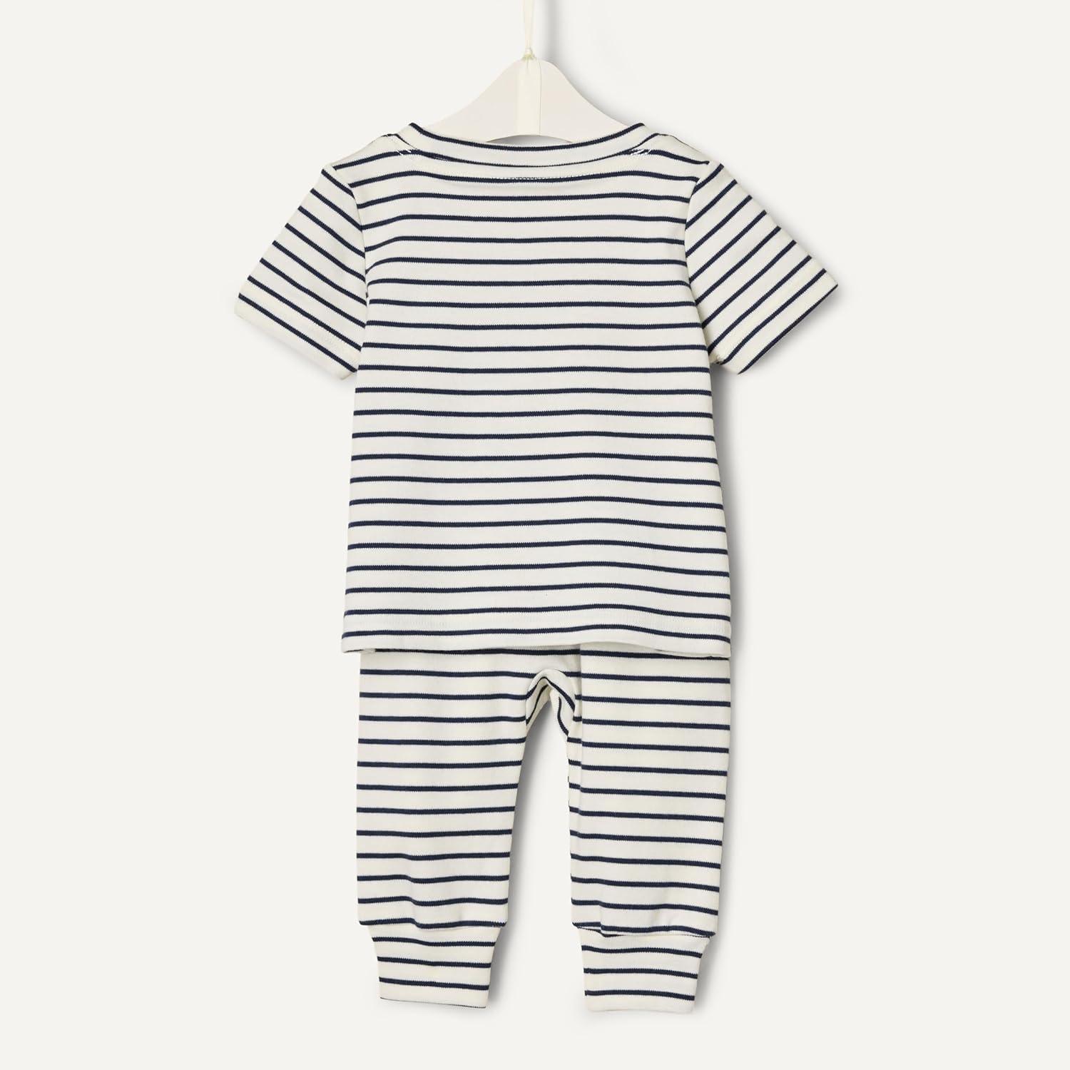 imageAmazon Essentials x Sofia Grainge Unisex Toddlers and Babies Pant ampamp Top SetNavy Tapered Stripe