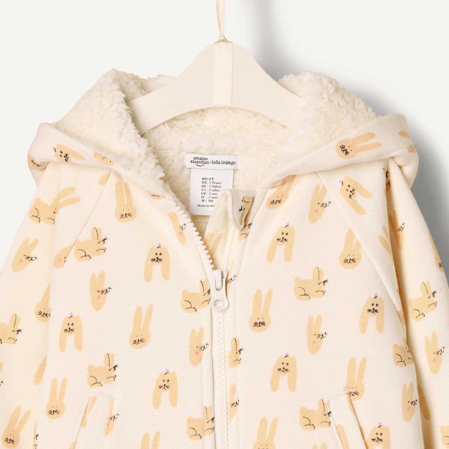 imageAmazon Essentials x Sofia Grainge Unisex Toddlers and Babies Zip Hoodie SweatshirtIvory Taupe Rabbits
