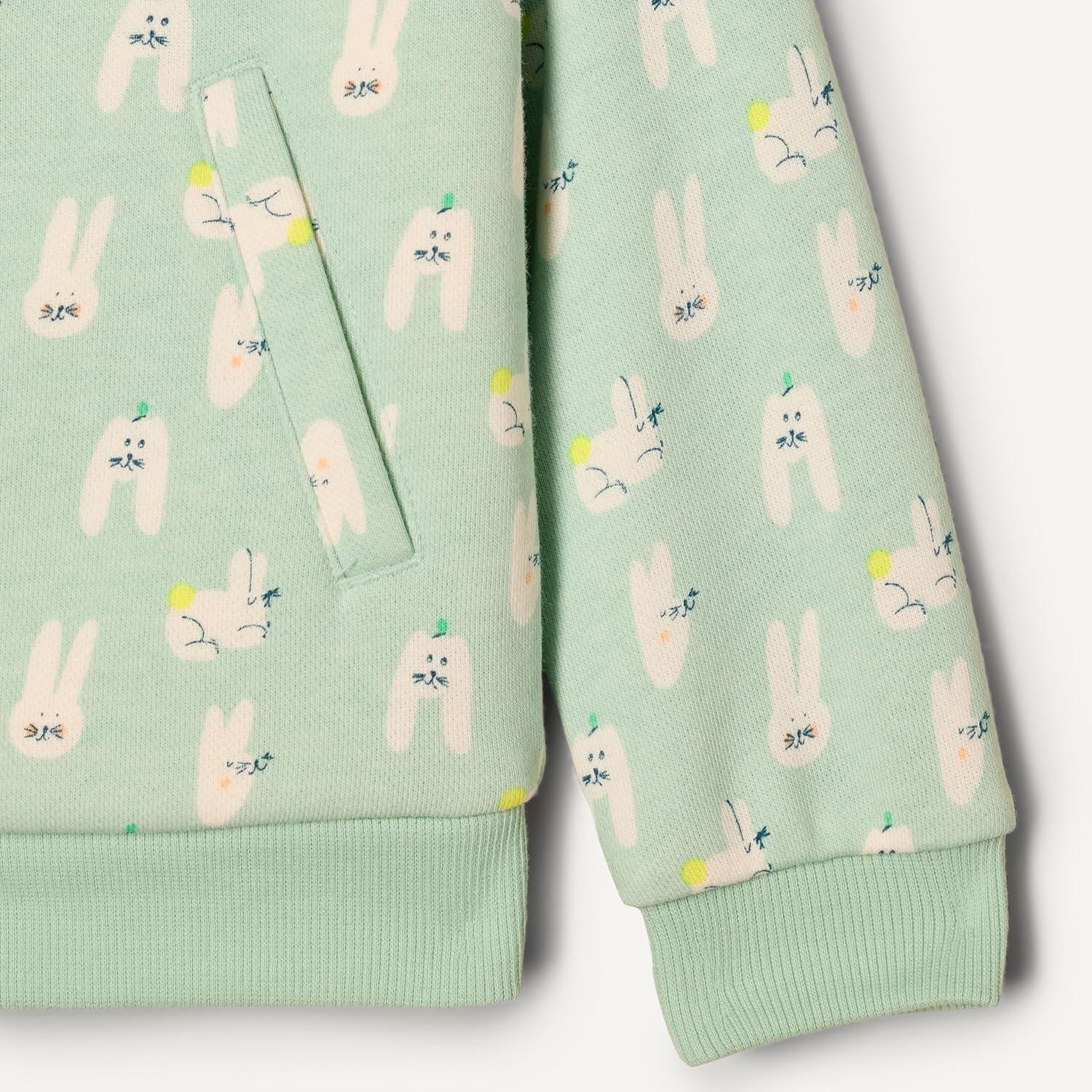 imageAmazon Essentials x Sofia Grainge Unisex Toddlers and Babies Zip Hoodie SweatshirtPale Green Rabbits