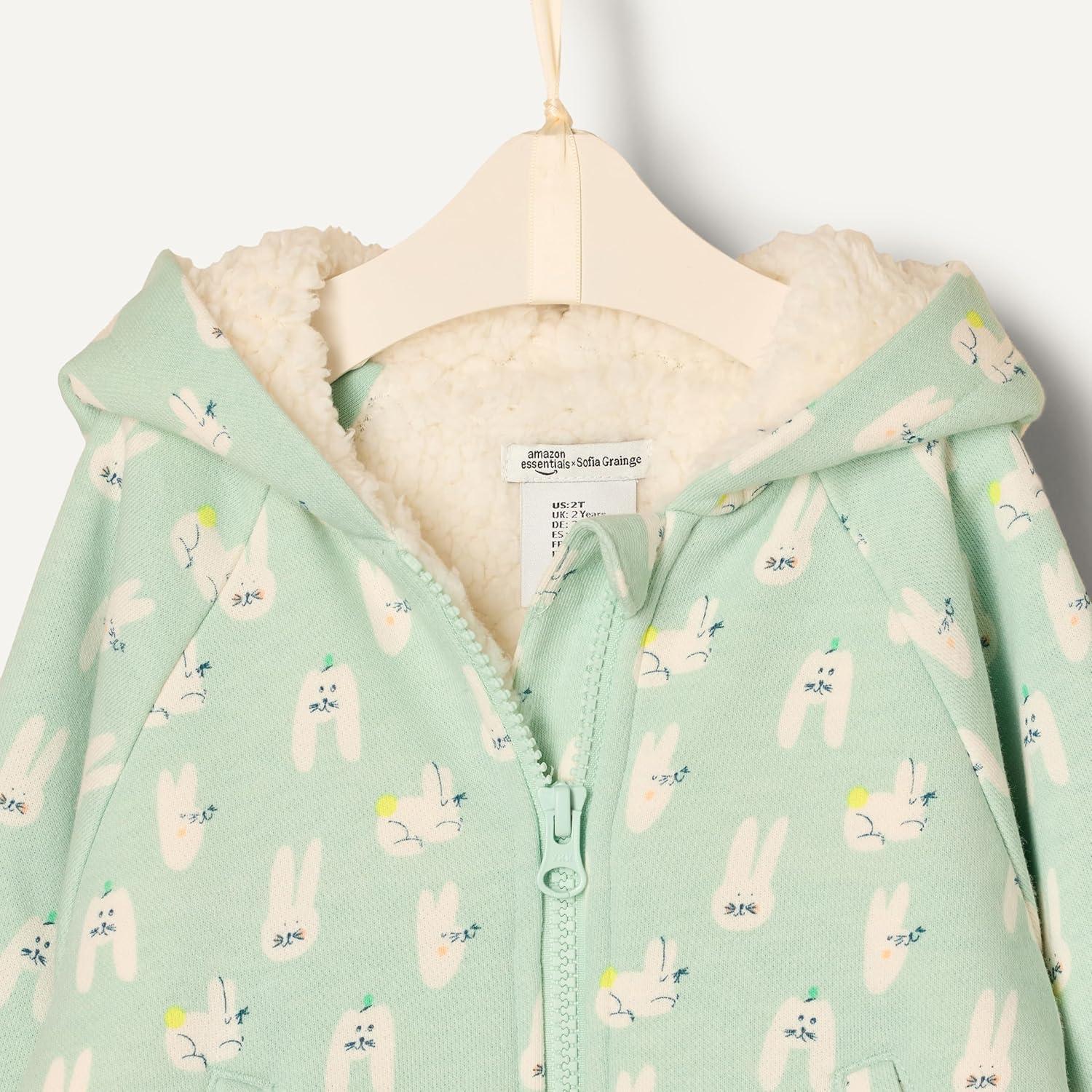 imageAmazon Essentials x Sofia Grainge Unisex Toddlers and Babies Zip Hoodie SweatshirtPale Green Rabbits