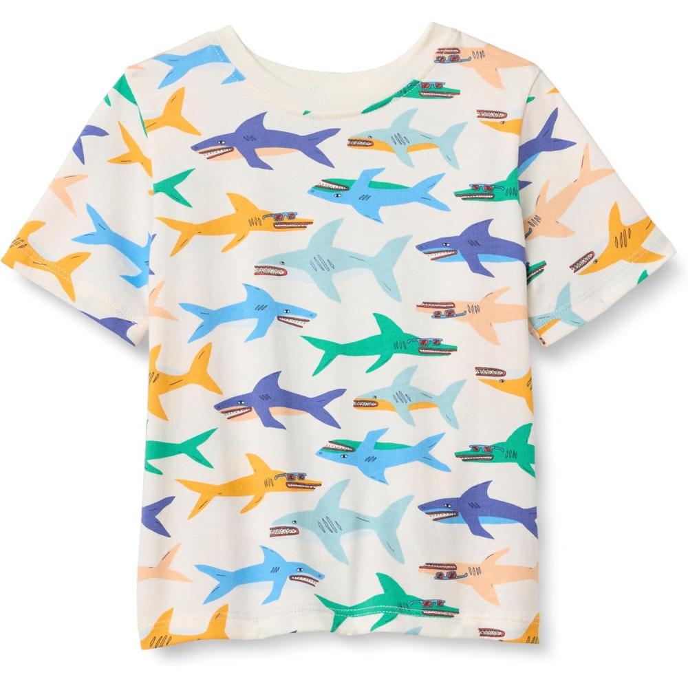 imageAmazon Essentials Boys ShortSleeve TShirtsIvory Sharks