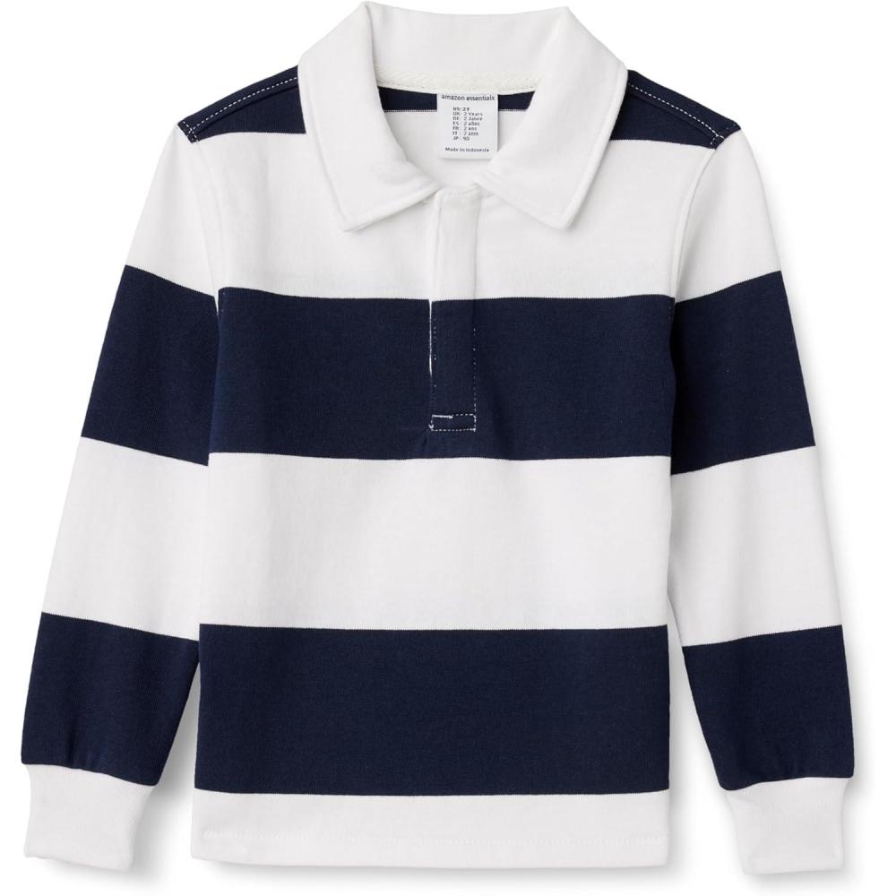 imageAmazon Essentials Boys and Toddlers Rugby Polo ShirtNavy White Rugby Stripe