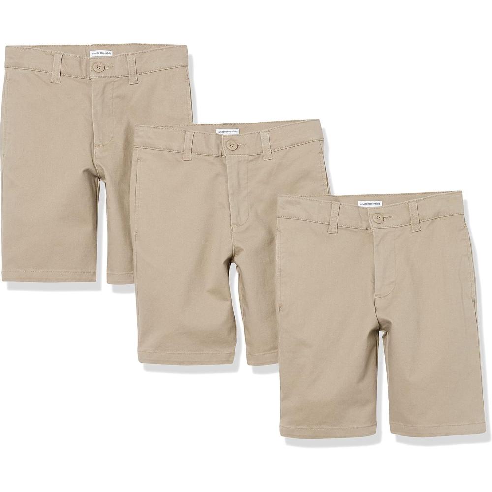imageAmazon Essentials Boys and Toddlers Uniform Woven FlatFront Shorts  Discontinued Colors MultipacksKhaki Brown