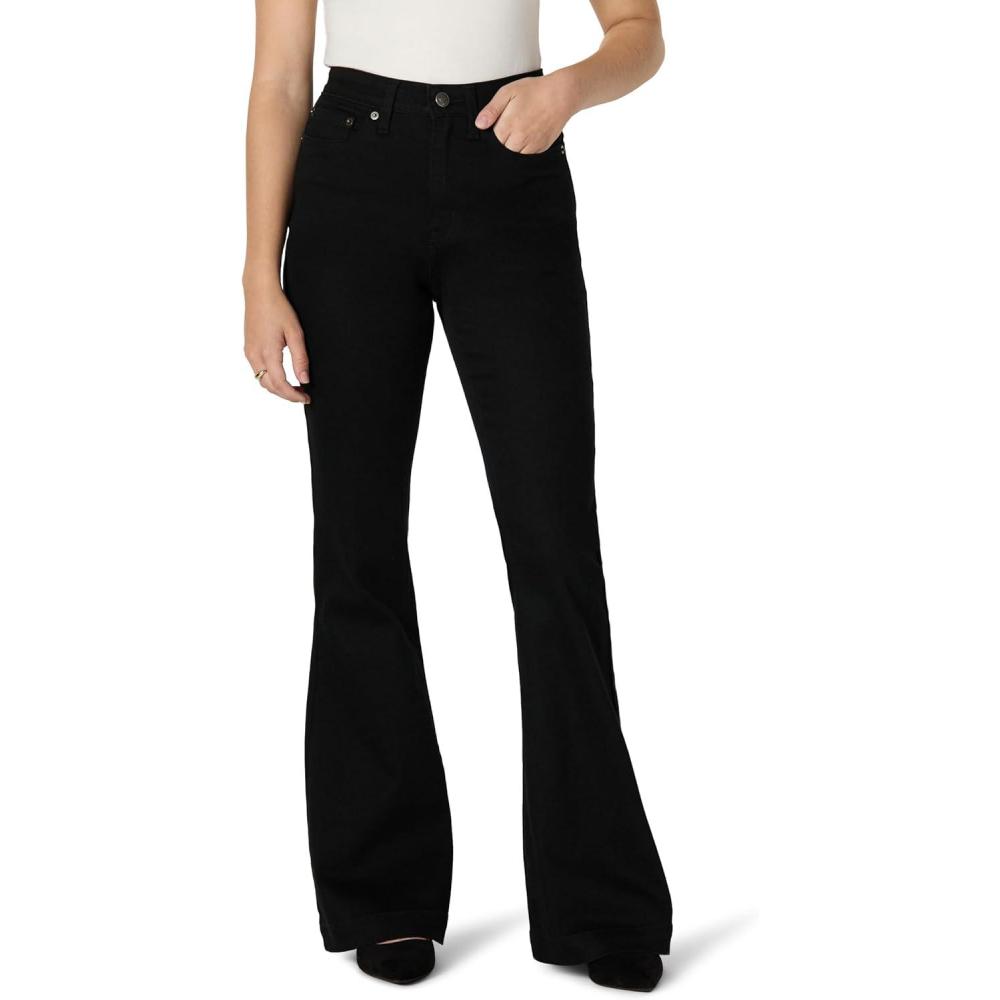 imageAmazon Essentials Womens High Stretch HighRise Flare JeansBlack