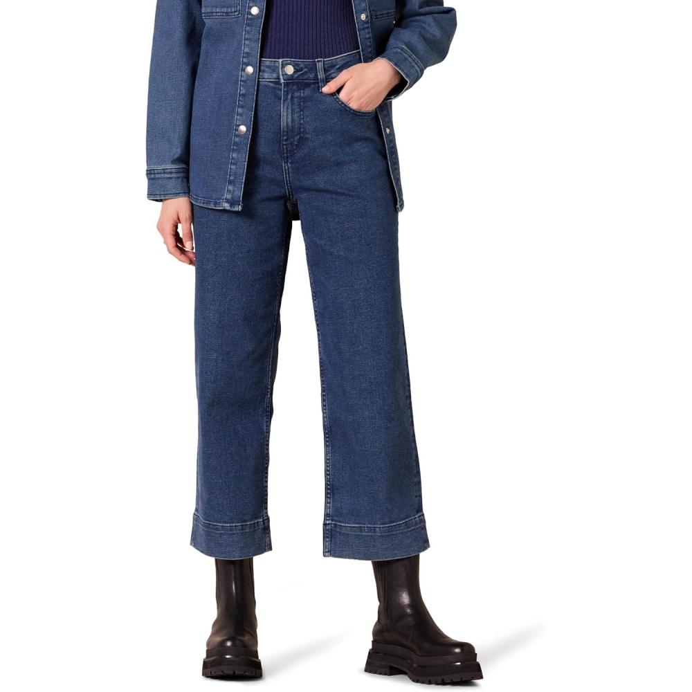 imageAmazon Essentials Womens HighRise RegularFit AnkleLength WideLeg Jean  Discontinued ColorsMedium Wash