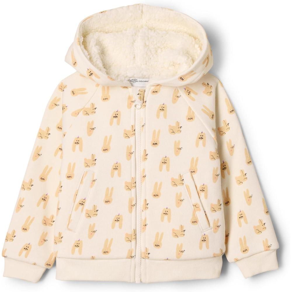 imageAmazon Essentials x Sofia Grainge Unisex Toddlers and Babies Zip Hoodie SweatshirtIvory Taupe Rabbits