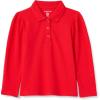 imageAmazon Essentials Girls and Toddlers Uniform Pique Long Sleeve Polo ShirtBright Poppy Red