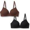 imageAmazon Essentials Womens Cotton Jersey Lined Plunge Bralette Pack of 2BlackRich Hazel