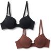 imageAmazon Essentials Womens Cotton Jersey Lined Wired Plunge Bra Pack of 2BlackRich Hazel