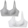 imageAmazon Essentials Womens Cotton Jersey Support Nursing Bra Pack of 2Grey HeatherWhite