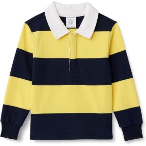 imageAmazon Essentials Boys and Toddlers Rugby Polo ShirtNavy Yellow Rugby Stripe