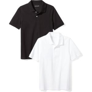 imageAmazon Essentials Boys and Toddlers ShortSleeve School Uniform Pique Polo Shirts MultipacksBlackWhite