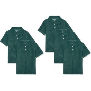 imageAmazon Essentials Boys and Toddlers ShortSleeve School Uniform Pique Polo Shirts MultipacksDark Green