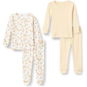 imageAmazon Essentials UnisexBaby SnugFit Cotton PajamasPale YellowSquirrel Picnic