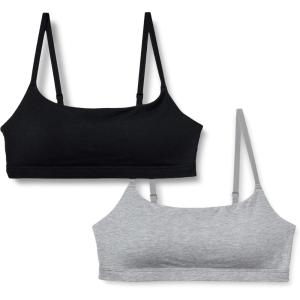 imageAmazon Essentials Womens Cotton Jersey Adjustable Scoop BraletteBlackMedium Grey Heather