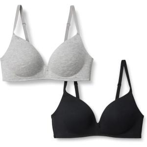imageAmazon Essentials Womens Cotton Jersey Lined Plunge Bralette Pack of 2BlackGrey Heather