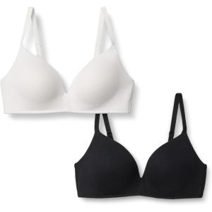 imageAmazon Essentials Womens Cotton Jersey Lined Plunge Bralette Pack of 2BlackWhite