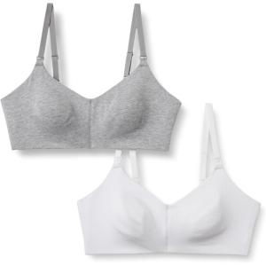 imageAmazon Essentials Womens Cotton Jersey Support Nursing Bra Pack of 2Grey HeatherWhite