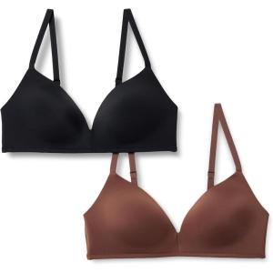 imageAmazon Essentials Womens Microfiber Lined Plunge Bralette Pack of 2BlackRich Hazel