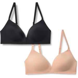 imageAmazon Essentials Womens Microfiber Lined Plunge Bralette Pack of 2BlackWashed Bronze