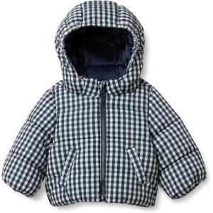 imageAmazon Essentials x Sofia Grainge Babies Toddlers and Boys WaterResistant Hooded Puffer JacketNavy Ivory Gingham
