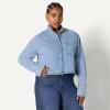imageAmazon Essentials Womens Modern OversizedFit Cropped Denim ButtonDown ShirtIcy Light Blue