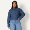 imageAmazon Essentials Womens Modern OversizedFit Cropped Denim ButtonDown ShirtMedium Blue Vintage