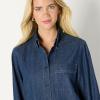 imageAmazon Essentials Womens OversizedFit Denim ButtonDown ShirtMedium Blue Vintage