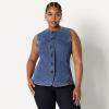 imageAmazon Essentials Womens RegularFit ButtonDown Denim VestMedium Blue Vintage
