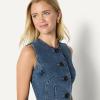 imageAmazon Essentials Womens RegularFit ButtonDown Denim VestMedium Blue Vintage