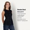 imageAmazon Essentials Womens RegularFit ButtonDown Denim VestRinse Denim