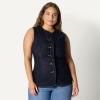 imageAmazon Essentials Womens RegularFit ButtonDown Denim VestRinse Denim
