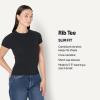 imageAmazon Essentials Womens SlimFit Stretch Rib ShortSleeve TeeBlack