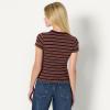 imageAmazon Essentials Womens SlimFit Stretch Rib ShortSleeve TeeBurgundy Brown Stripe