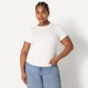 imageAmazon Essentials Womens SlimFit Stretch Rib ShortSleeve TeeWhite