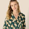 imageAmazon Essentials womens Satin ButtonDown Sleepwear NightshirtDark Green Beige Zebras