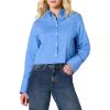 imageAmazon Essentials Womens Modern OversizedFit Cropped Cotton Stretch Poplin ButtonDown ShirtBlue